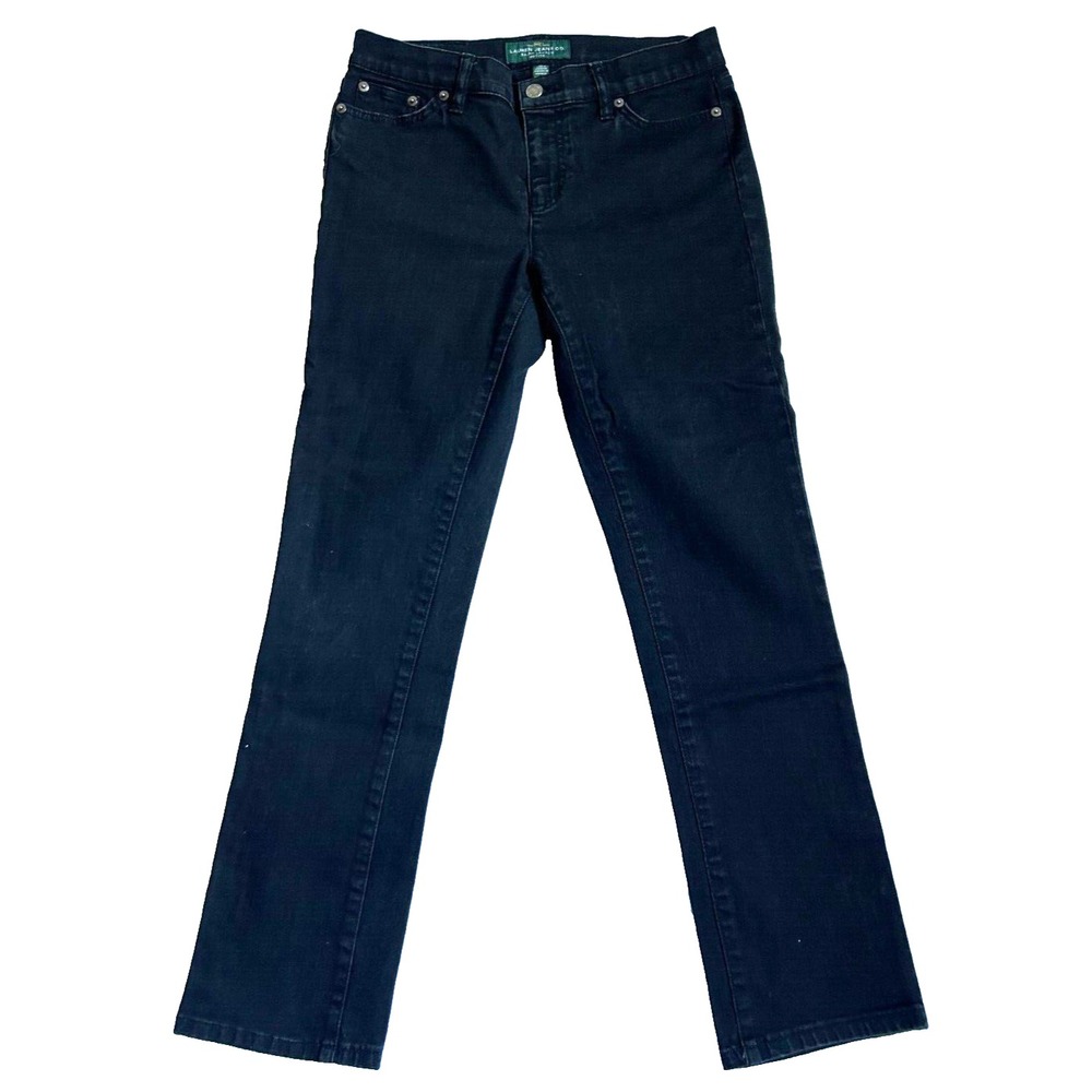 90s Lauren Ralph Lauren Classic Straight Jeans Womens 4P Black Denim Petite EUC